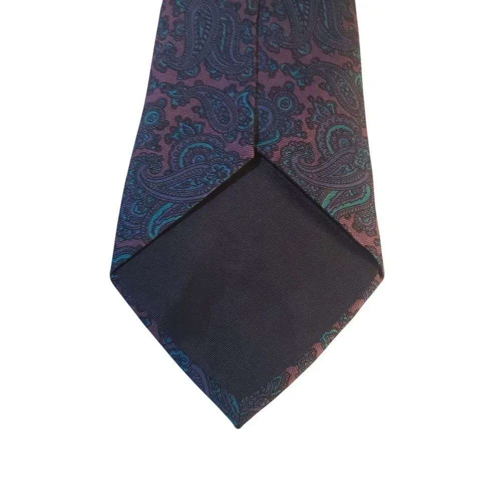 Vintage Contissima Mens Tie Necktie Luxury Purple‎ Blue Paisley Businesscore